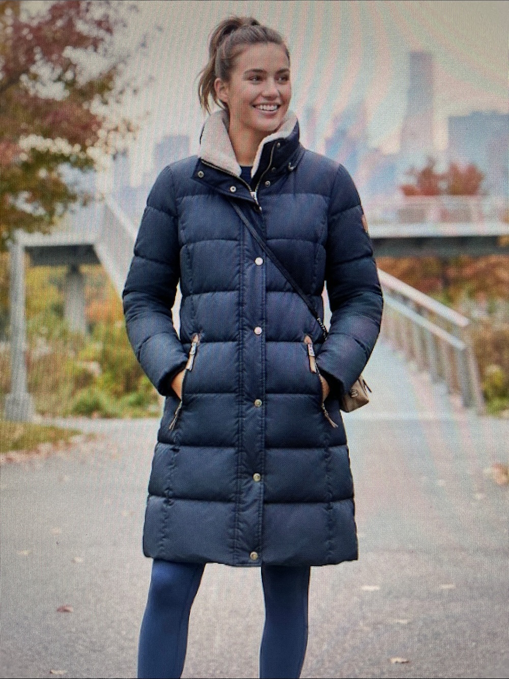 Ralph Lauren Women’s Navy Quilted Long Puffer Coat